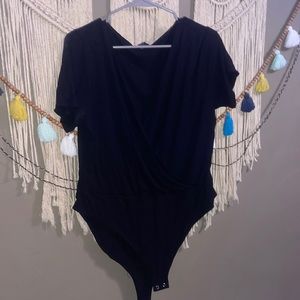 Plus Black Ribbed Body Suit